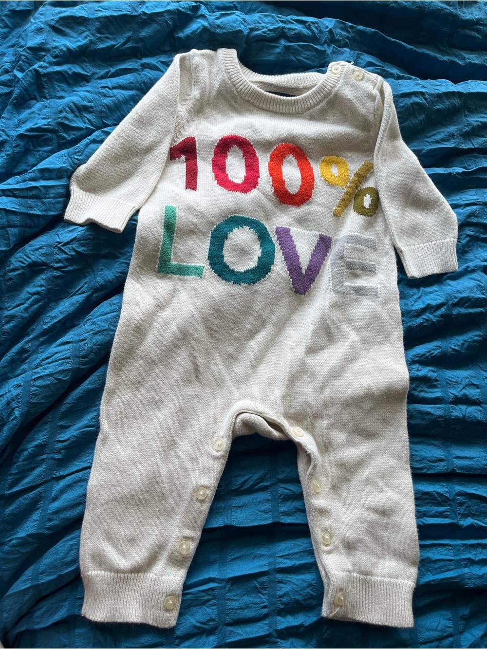 Baby GAP White Knit 100% LOVE one-piece